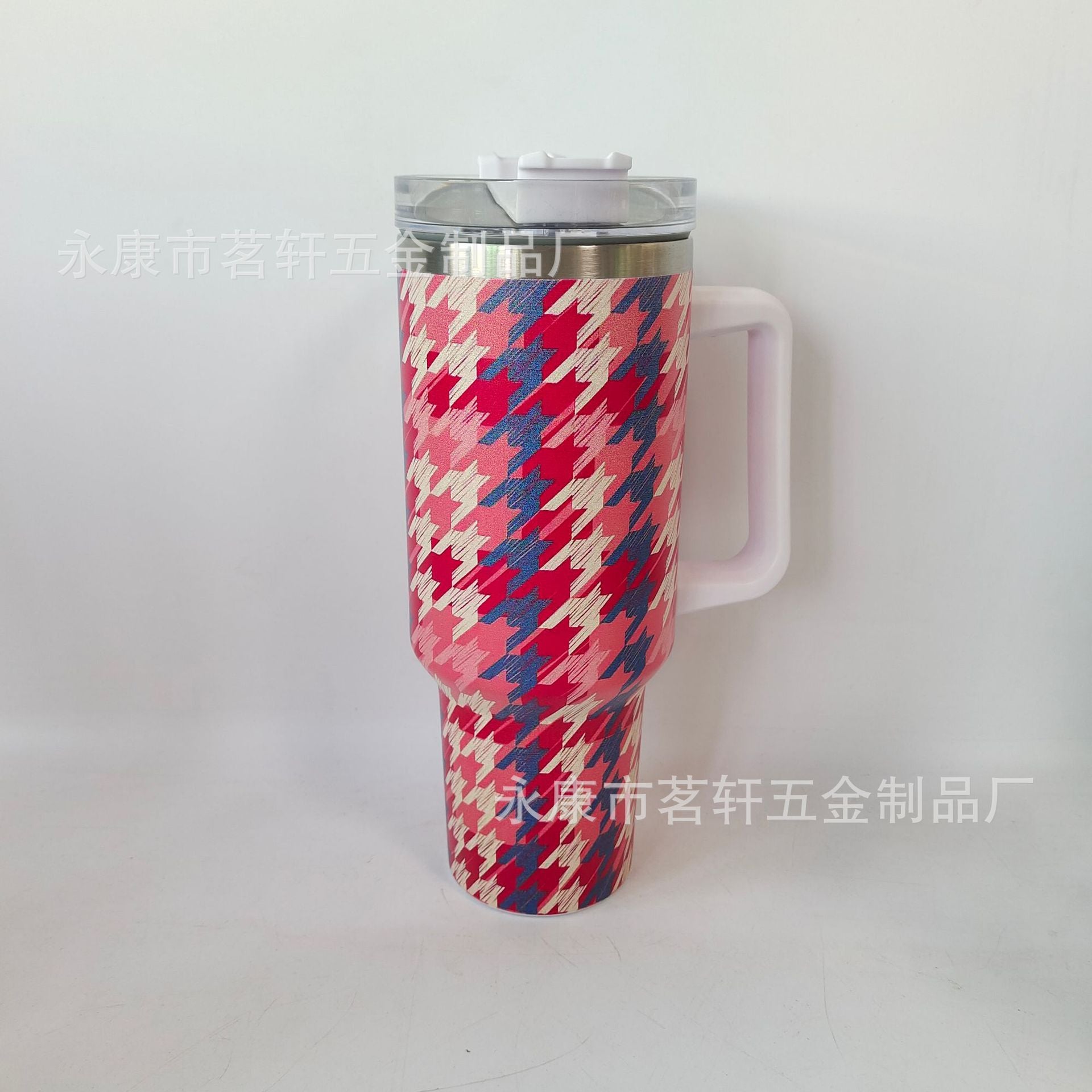 Wholesale Tumbler Houndstooth Stainless Steel Double-layer Handle Insulation 40oz Ice Cup