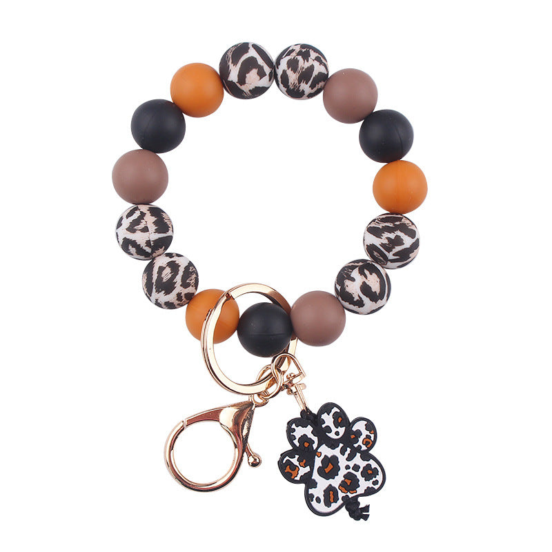 Wholesale Korean Style Cartoon Dog Paw Silicone Bead Keychain DIY Bracelet Key Ring Fashion Accessory