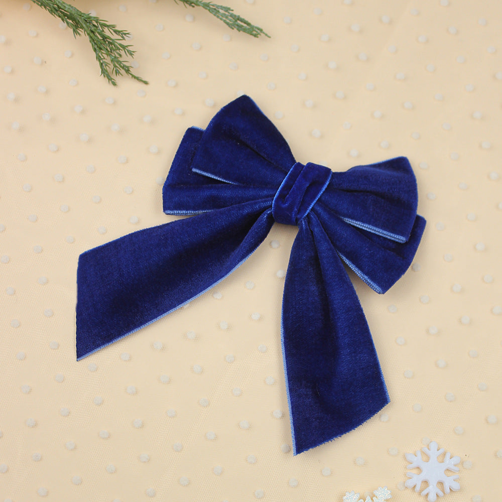 Wholesale 5pcs A-grade Velvet Christmas Velvet Ribbon Bow Sweet Hair Clip