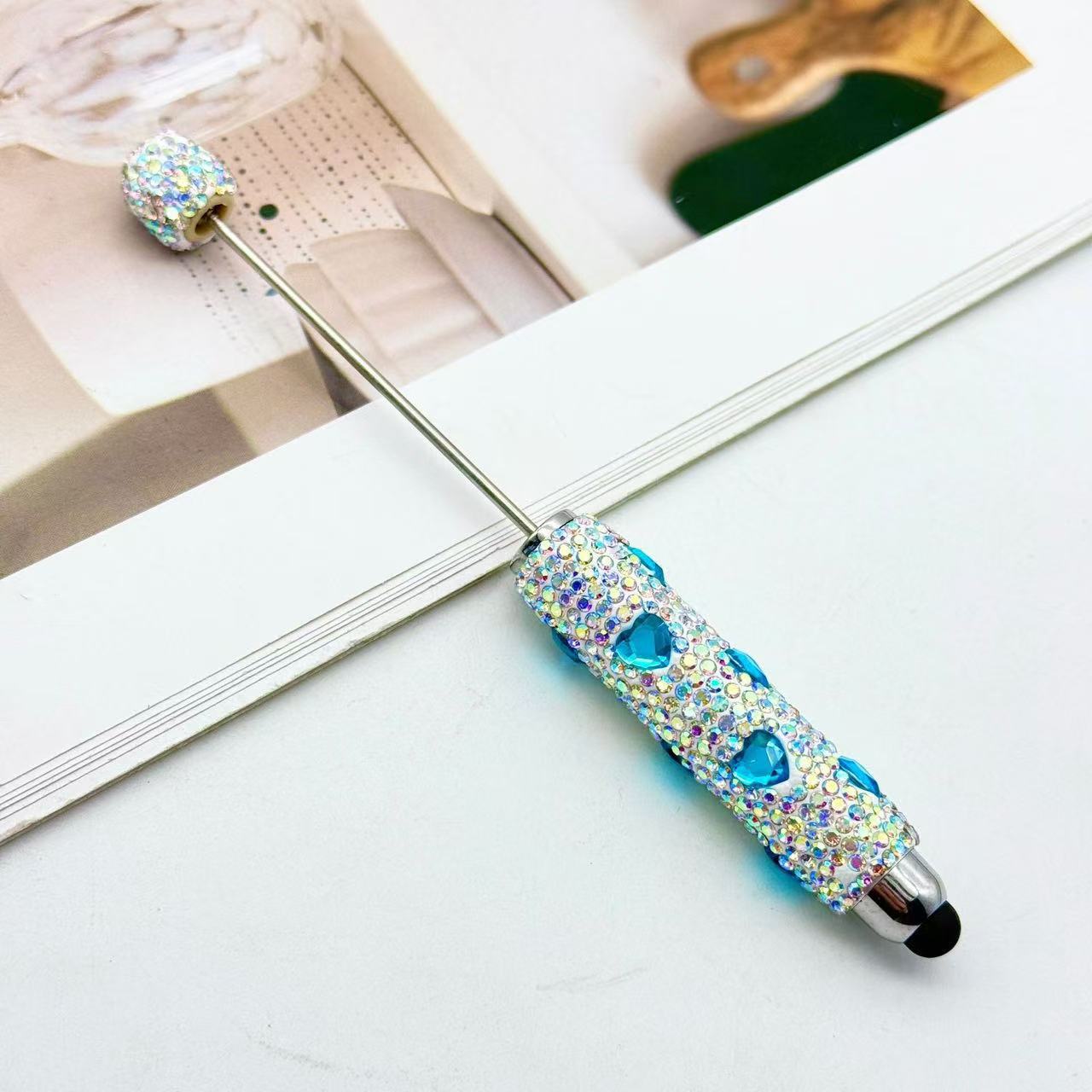 Wholesale 2pcs DIY Touchscreen Rhinestone Heart Beadable Pens