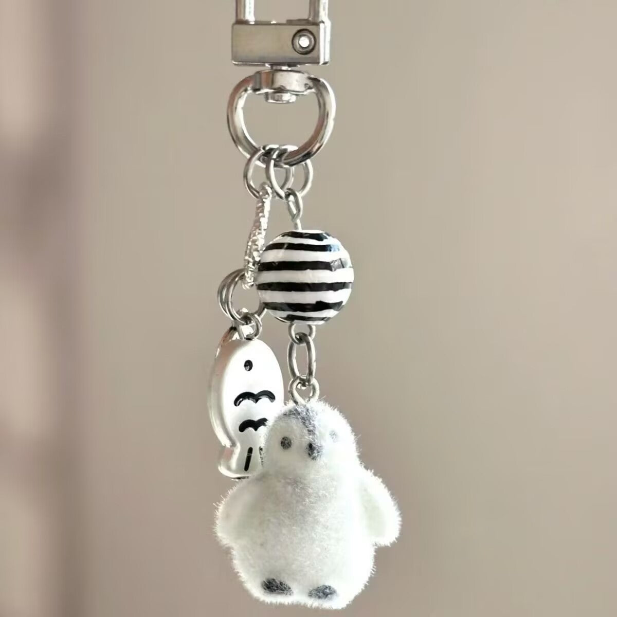 Wholesale Cartoon Flocked Puppy Phone Pendant Keychain