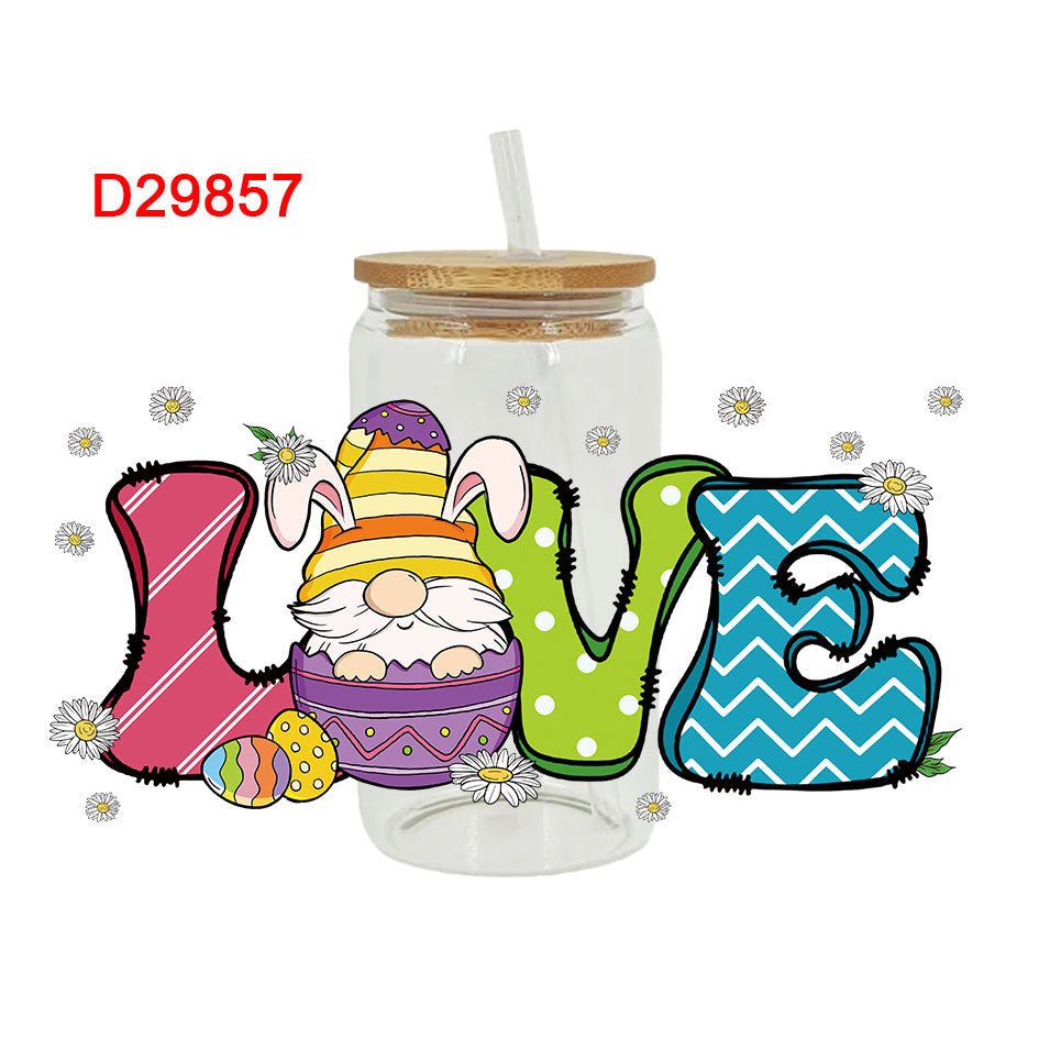 Wholesale Colorful Cartoon Bunny 16oz Cup UV DTF Wraps