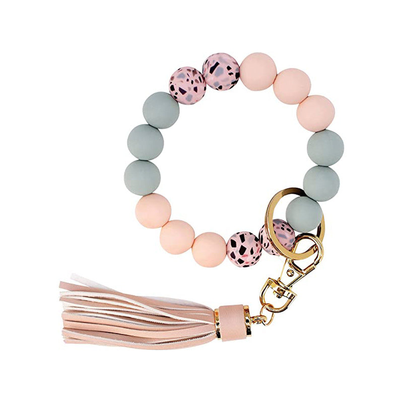 Wholesale 10pcs/pack Silicone Beaded Wrist Keychain
