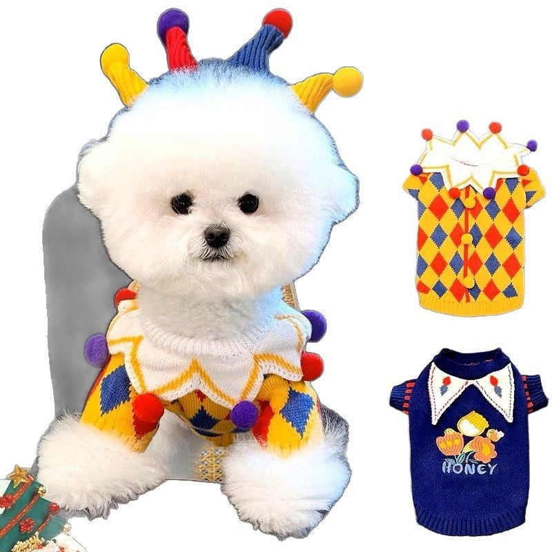 Wholesale Dog Cute Funny Crazy Circus Clown Sweater Cat suit Pet Dog Spring Autumn Winter Clothes