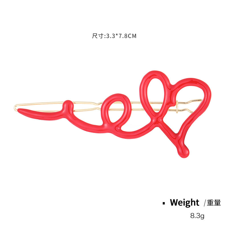 Wholesale LOVE letters gold-plated dripping frog clip female Valentine's Day fashion hot hairpin