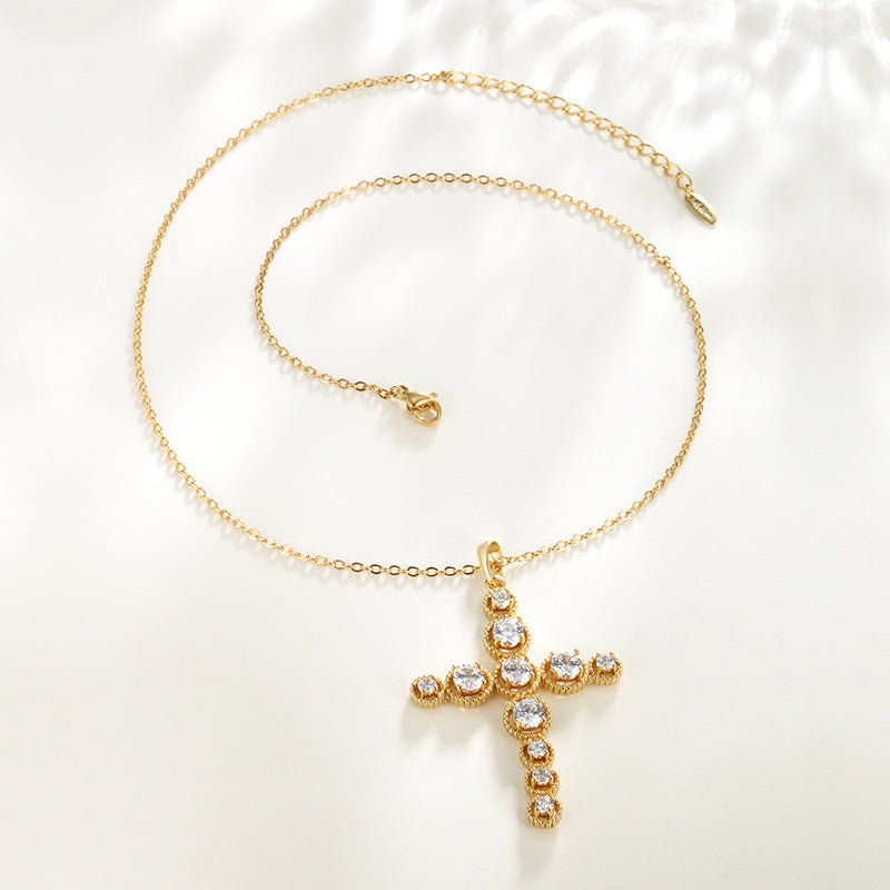 Wholesale Copper Micro Inlaid Zircon Cross Pendant, Personalized Hip-hop Character Necklaces