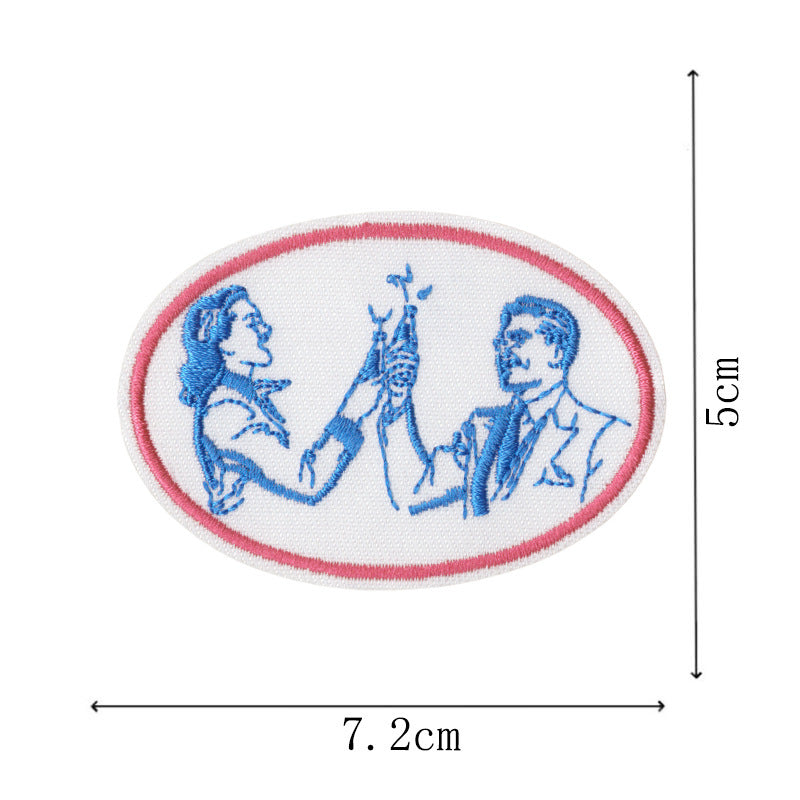Wholesale Stylish Bar Theme Embroidered Patches Embroidery Thread Set Of 16 Cartoon Letter Badges For et DIY Scrapbook Fashion Accessory
