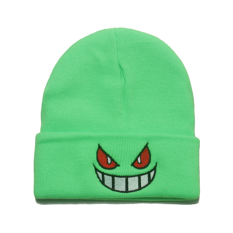 Wholesale Autumn and Winter Cartoon Big Mouth Red Eyes Embroidered Acrylic Knitted Hat