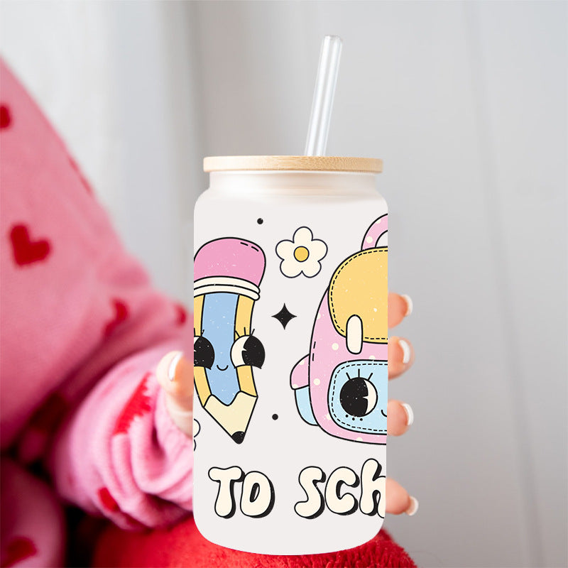 Wholesale Colorful Stationery Back to School Series 16oz Cup UV DTF Wraps