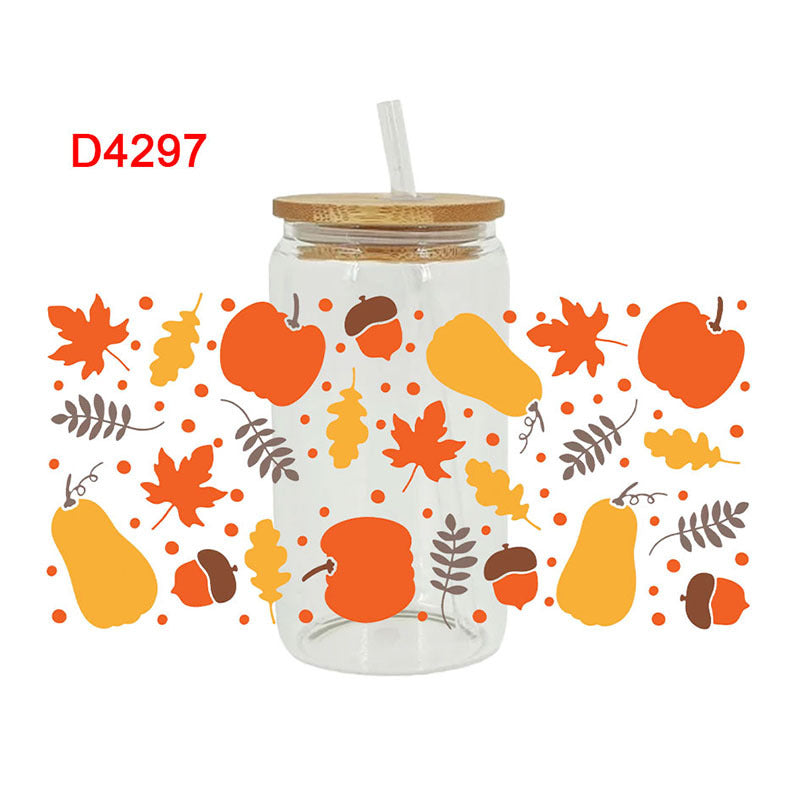 Wholesale Pumpkin Drink Thanksgiving Series 16oz Cup UV DTF Wraps