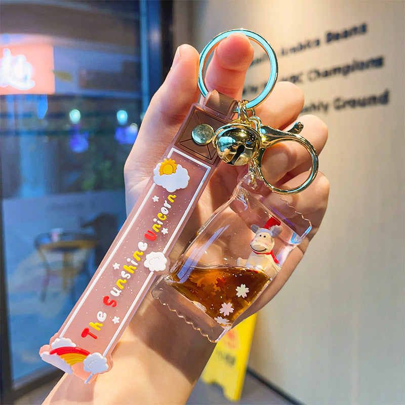 Wholesale Acrylic Floating Christmas Cartoon Acrylic Liquid Keychain