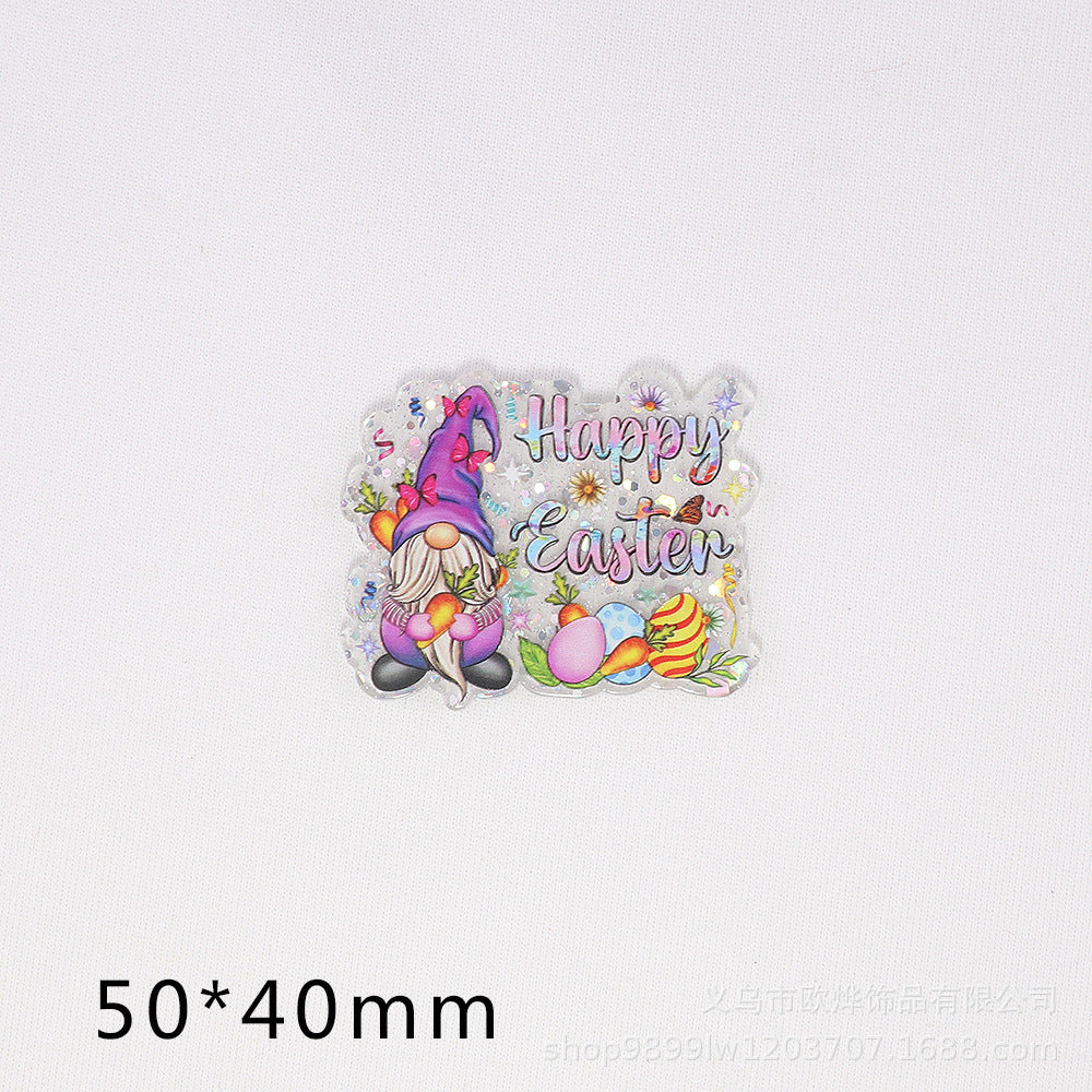 Wholesale 10pcs Easter Cartoon Rabbit Acrylic Cute DIY Patch Accessories