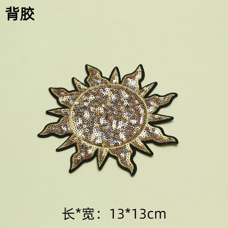 Wholesale Sun mask spaceship pattern sequin embroidery DIY Patches