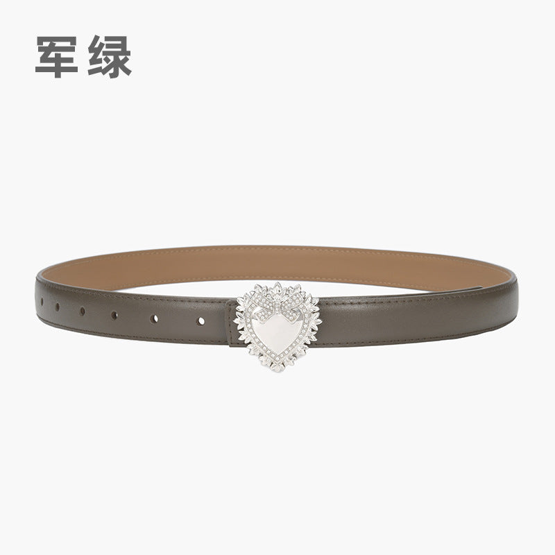 Wholesale Silver Love Buckle Genuine Leather Belt