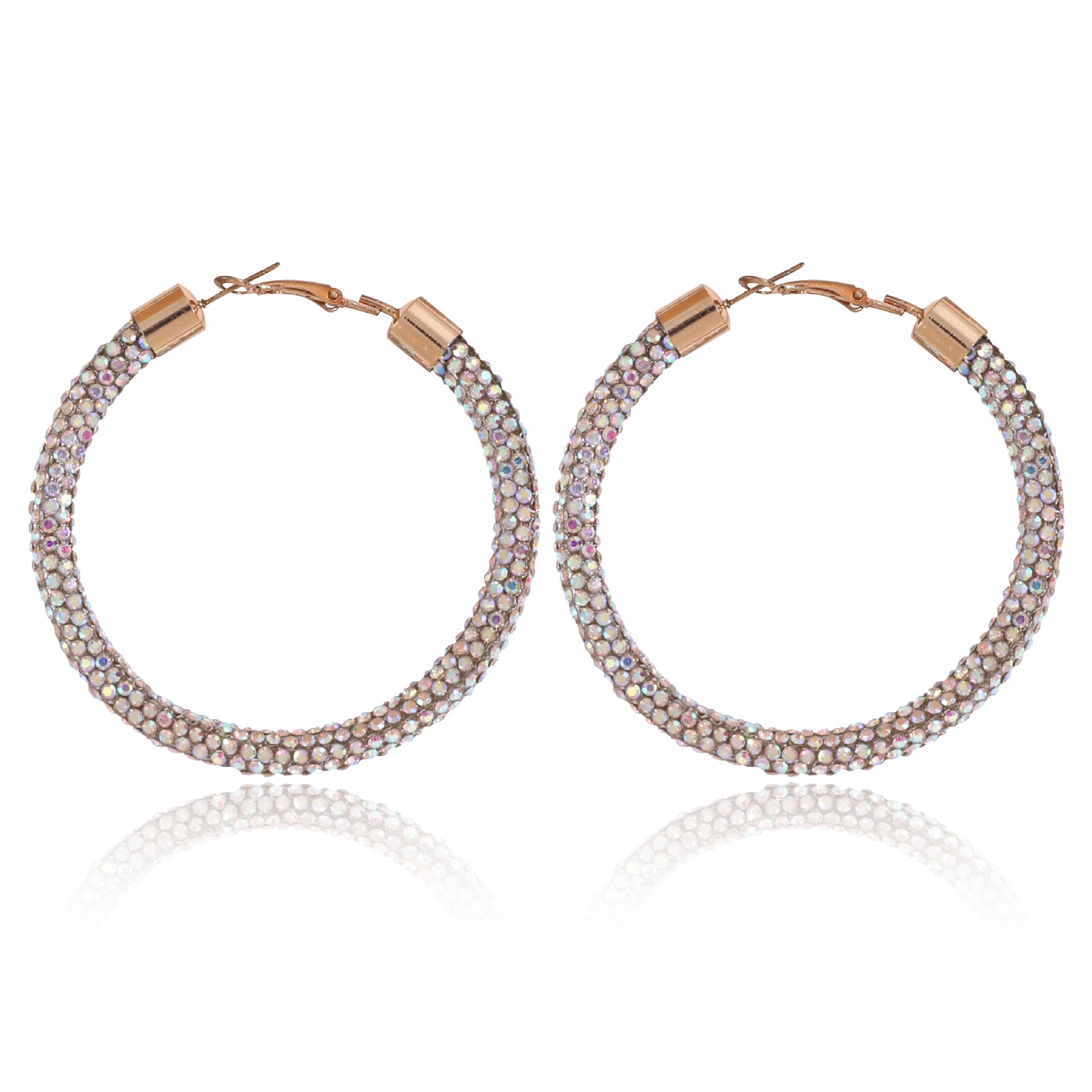 Wholesale Christmas Independence Day Gradient Color Broken Diamond Big Circle Earrings