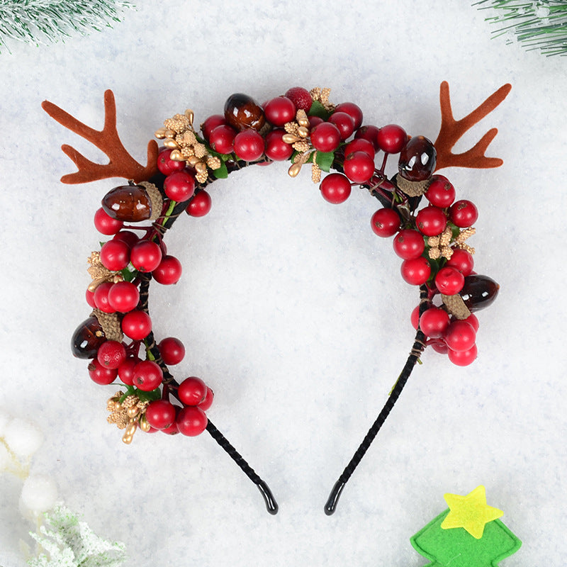 Wholesale Christmas Plastic Simulated Berry Antler Headbands