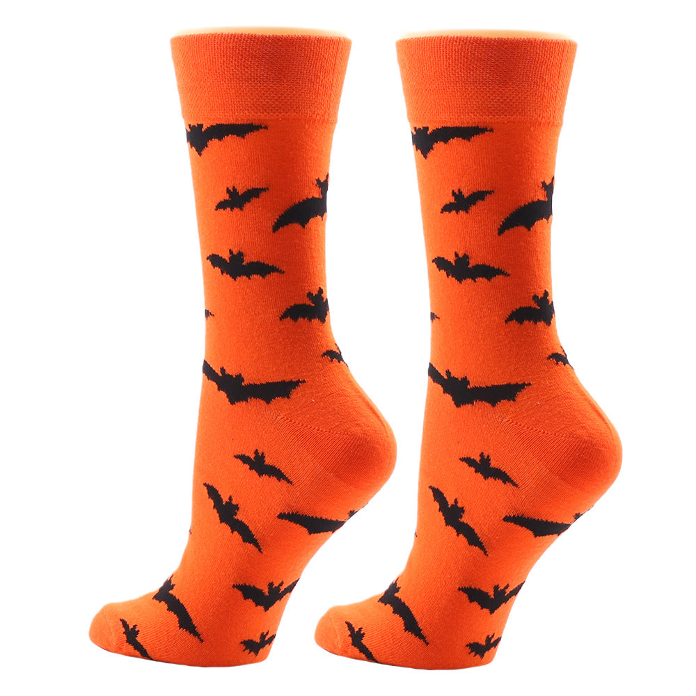 Wholesale Halloween Pumpkin Devil Mid-calf Cotton Socks