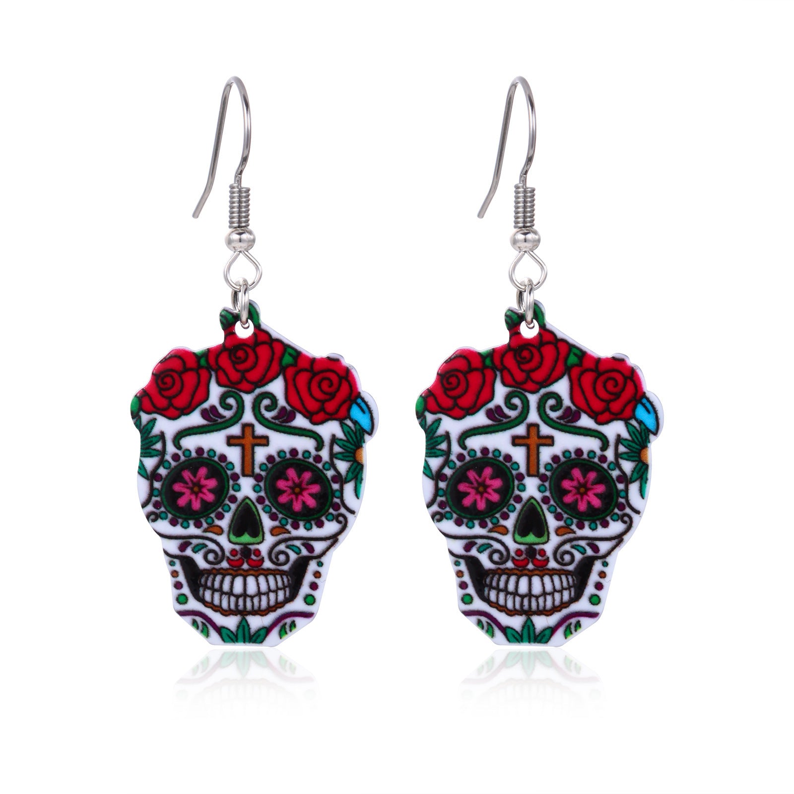 Wholesale Handmade Acrylic  Earrings Skull  Web Bat Design Trendy Jewelry Accessory For Party