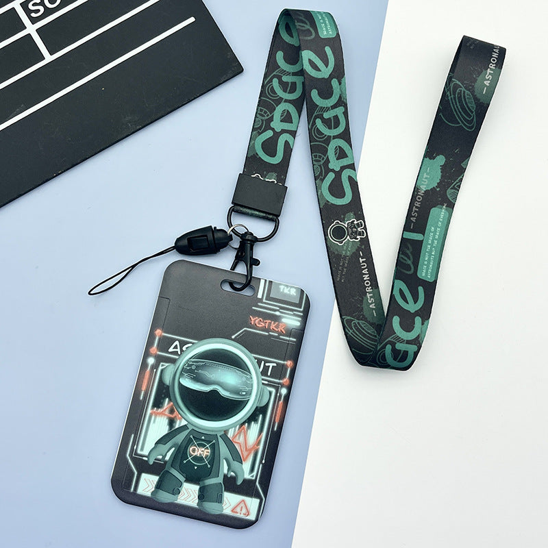 Wholesale Slide Embossed Cartoon Astronaut Protective Case with Long Rope