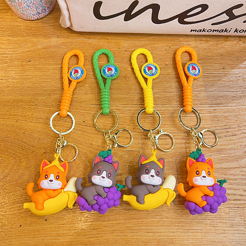 Fruta al por mayor shiba inu llaves de goma suave