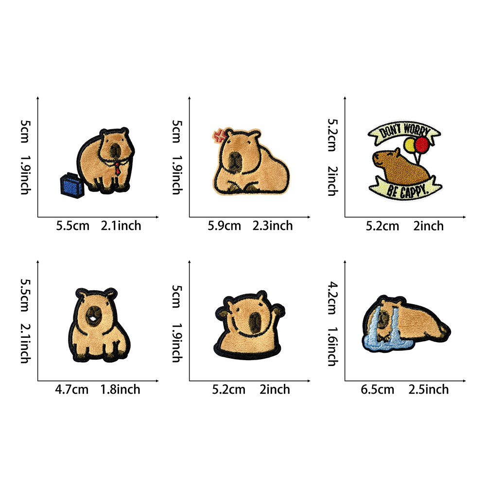Wholesale Towel Embroidery DIY Patch Capybara Cartoon Embroidered Badge For Coat Decoration