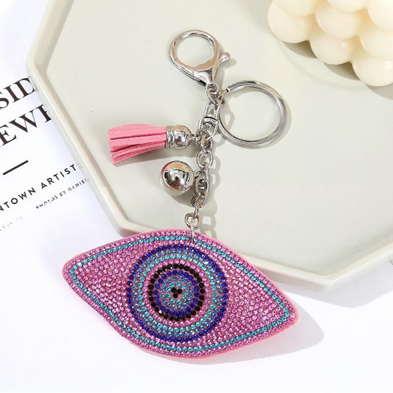 Wholesale 12pcs velvet diamond devil evil eyes keychain small tassel