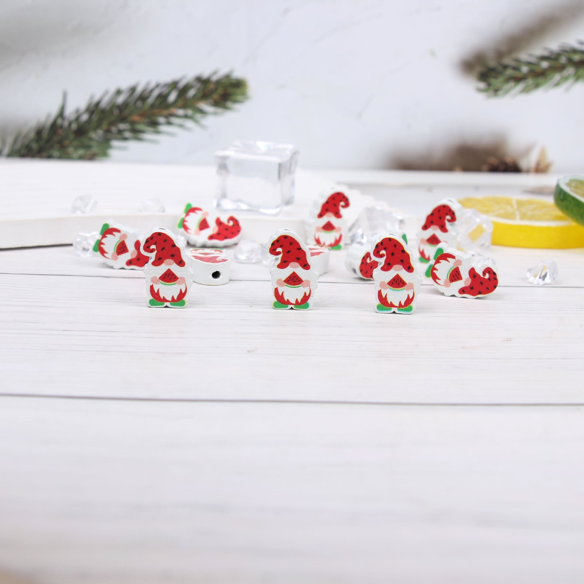 Wholesale 20pcs Summer Watermelon Dwarf Colorful Wooden Beads DIY Accessories