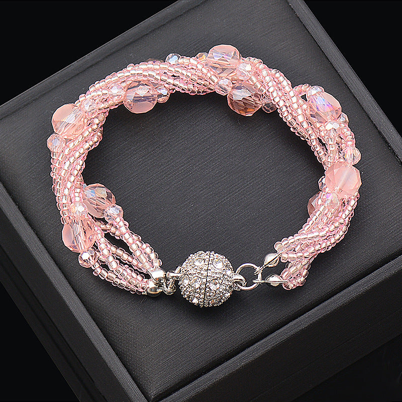 Wholesale Rhinestone Magnetic Clasp Multicolor Crystal Beads Bracelet Necklace