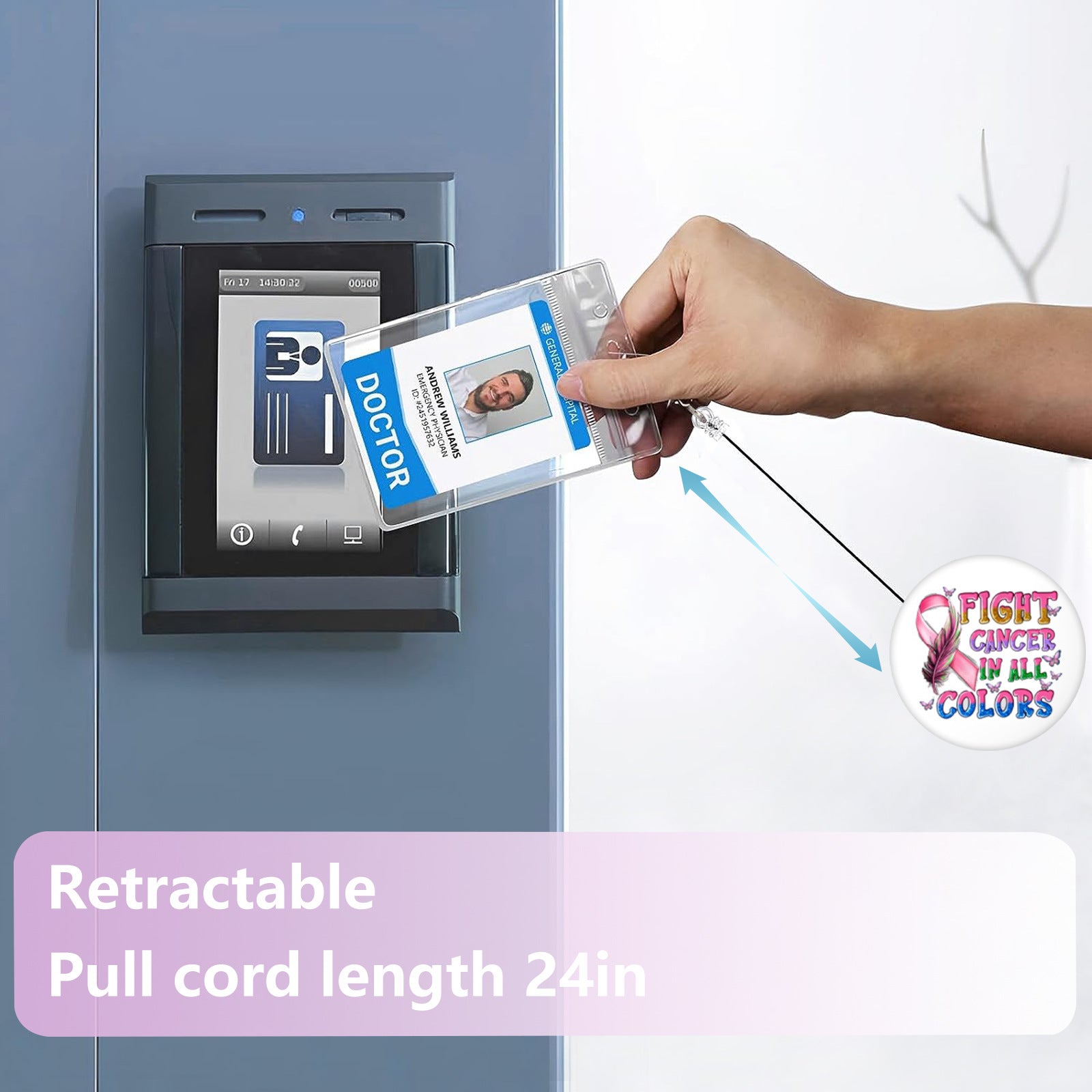 Wholesale Pink Ribbon Rainbow Retractable Keychain