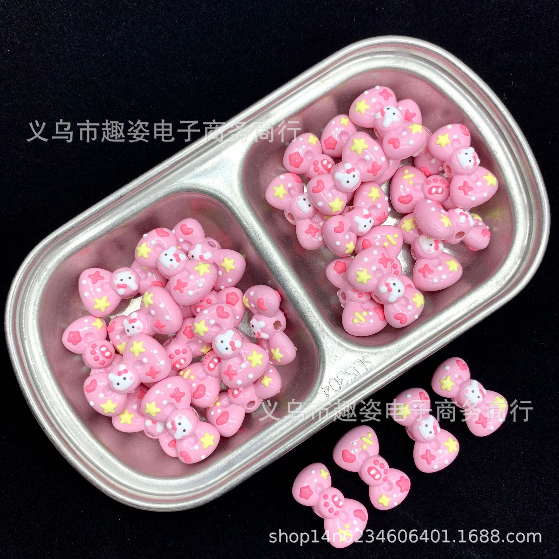 Wholesale  10pcs   Hand-painted beaded bow  Acrylic Beads