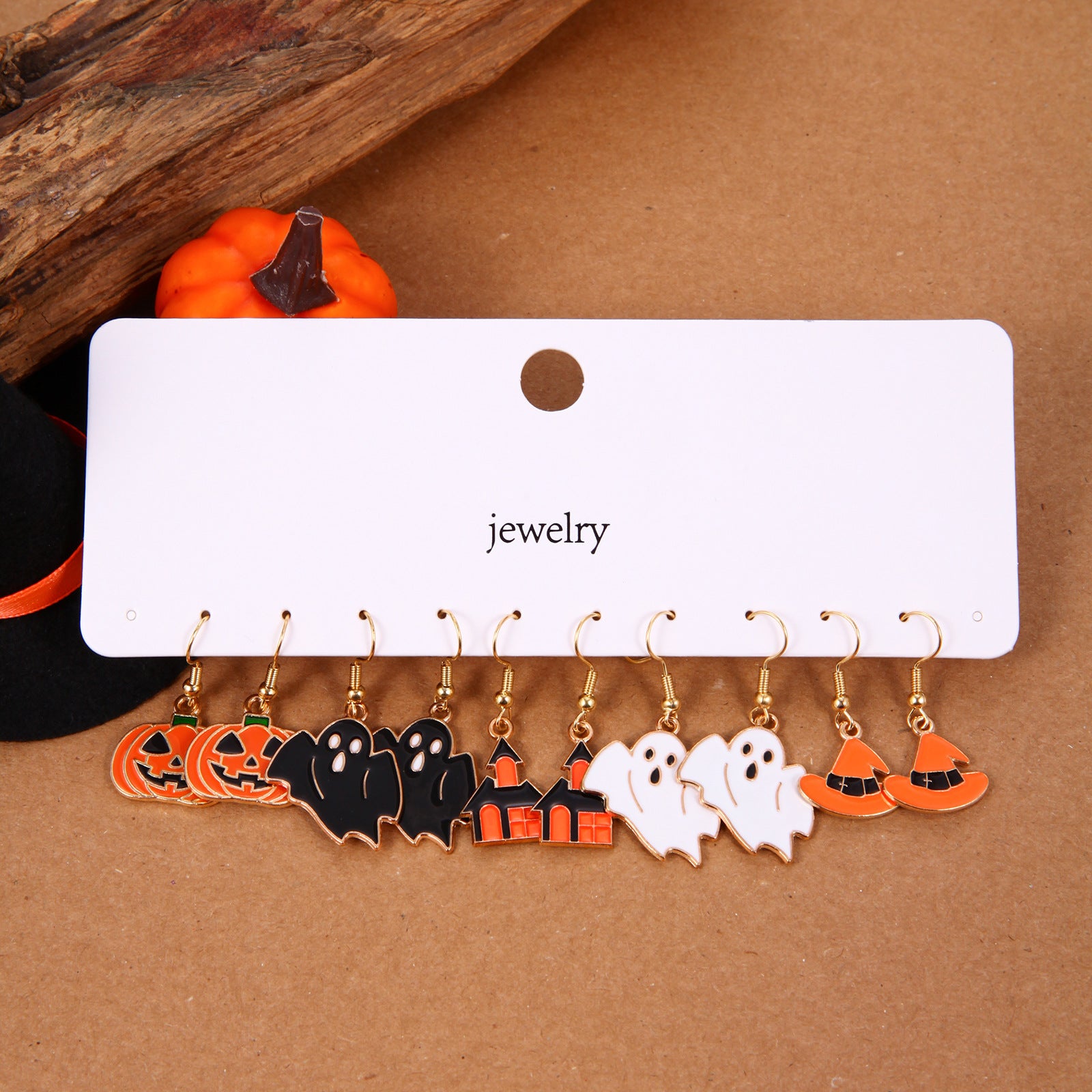 Wholesale Zinc Alloy  Earring Set With Dripping Oil Pumpkin Skull Design Party Wear Fashion Accessory