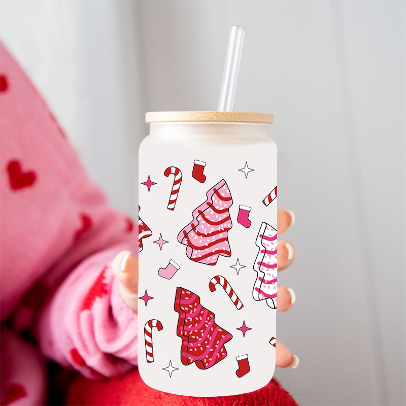 Wholesale Colorful Christmas Tree 16oz Cup UV DTF Wraps