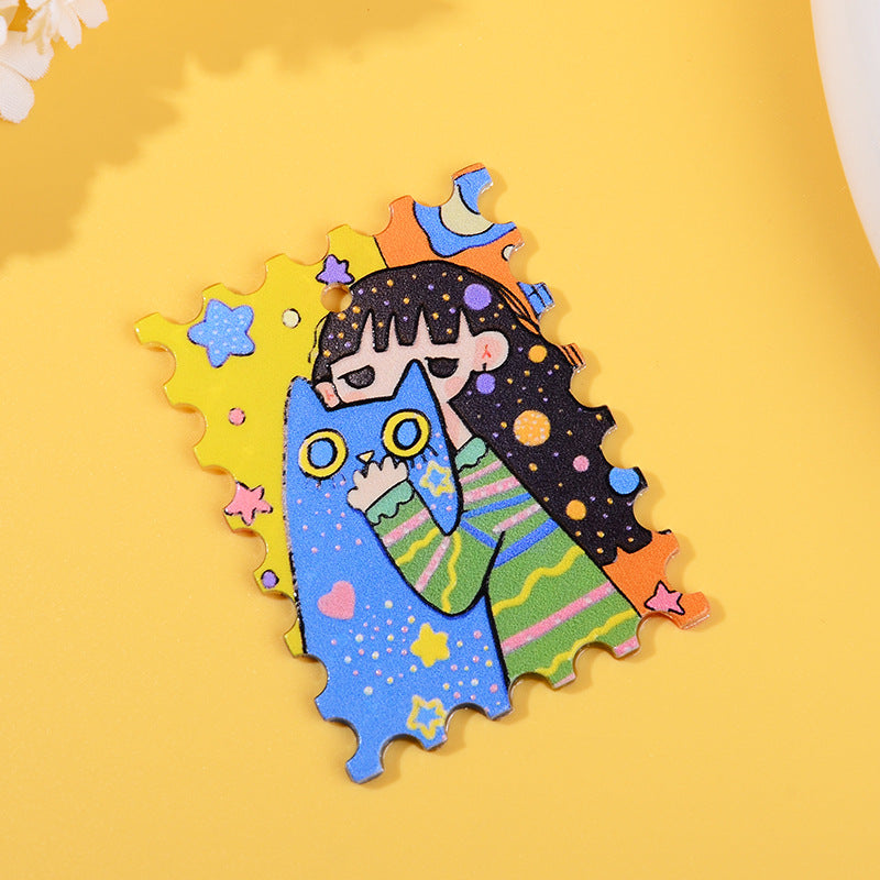 Wholesale 10pcs/ pack acrylic printed keychain pendant DIY jewelry