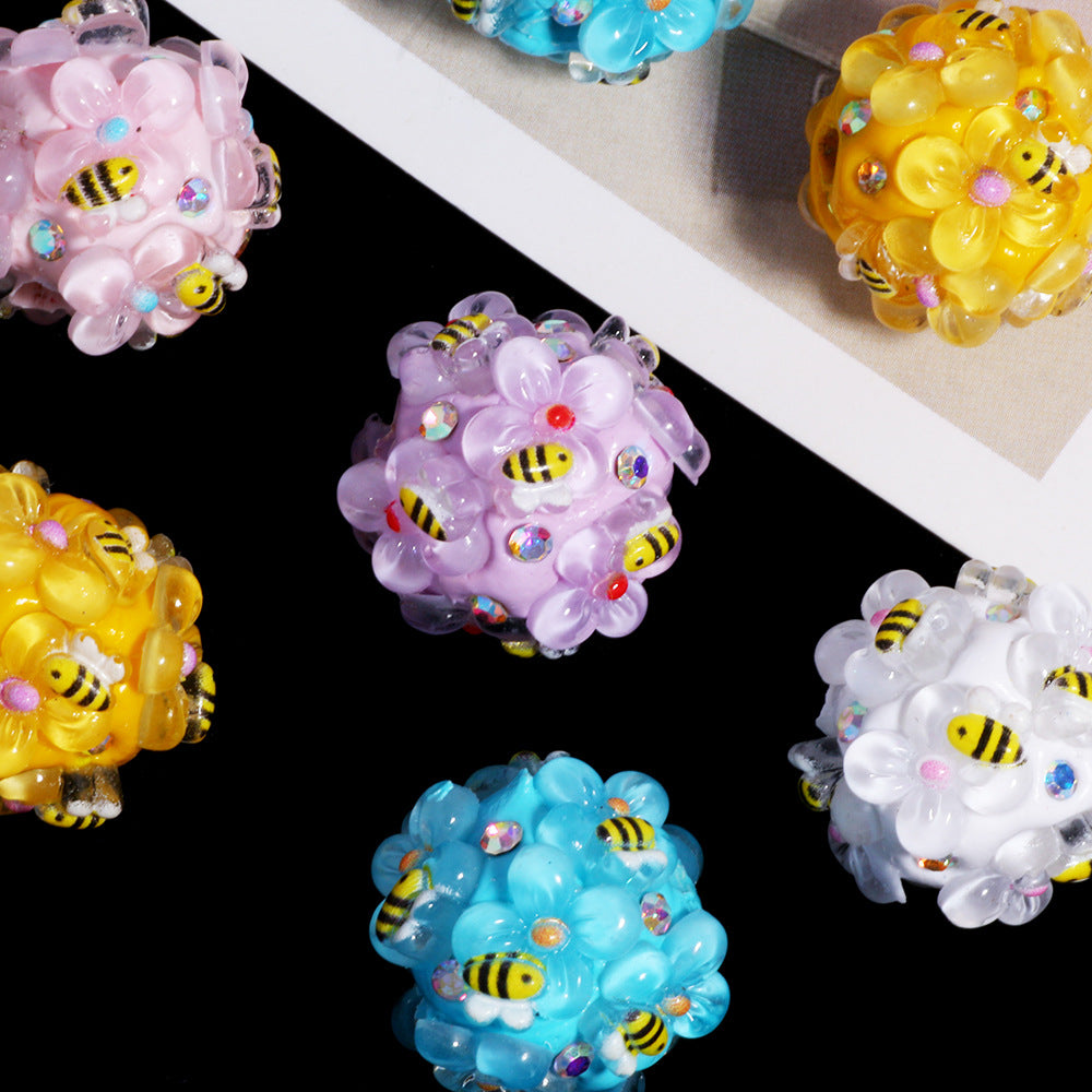 Wholesale 10pcs Polymer clay bee straight hole loose beads beaded DIY accessories