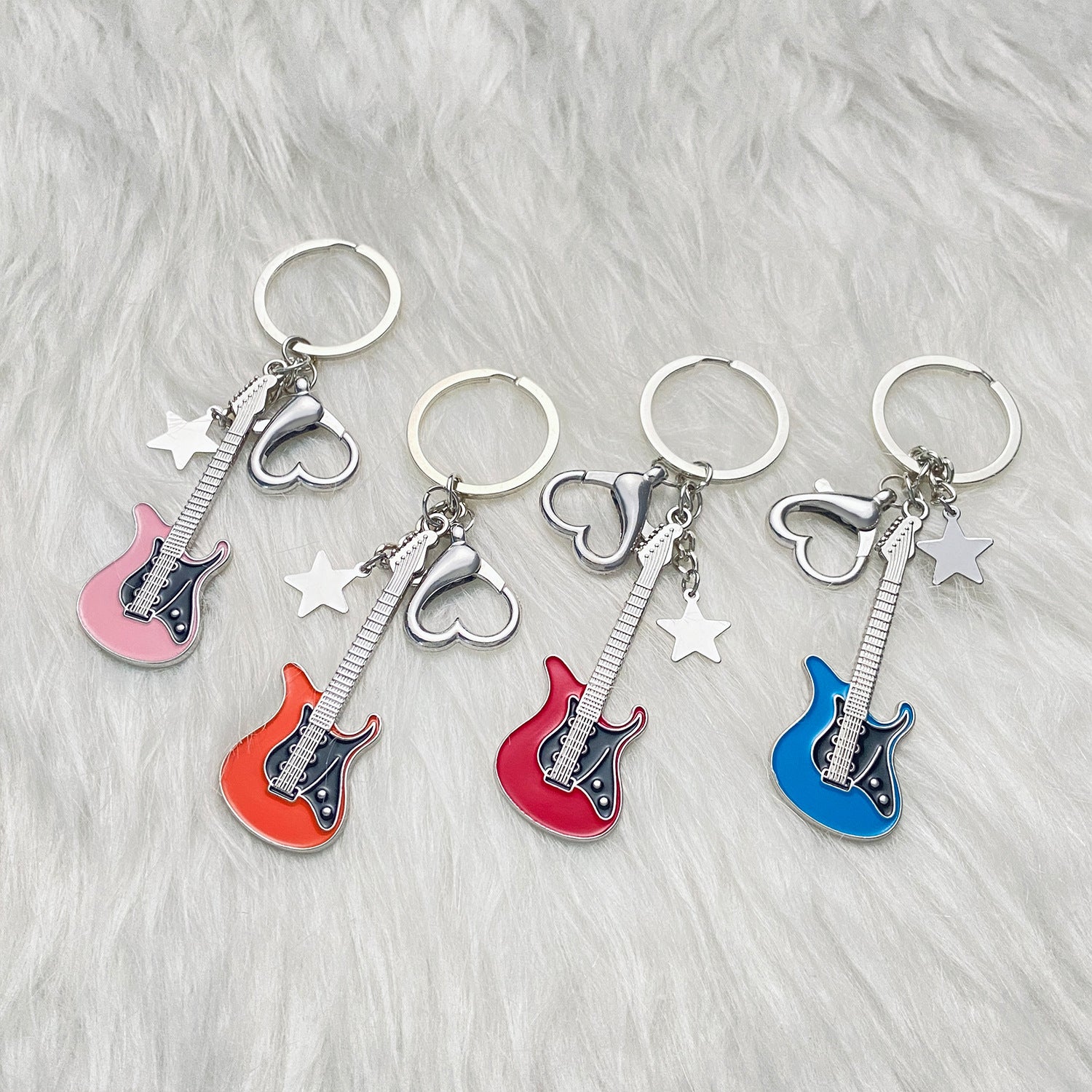 Wholesale Electric Guitar Star Bass Alloy Keychains