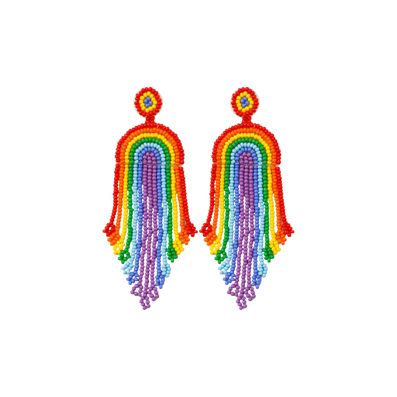 Wholesale Bohemian Tassel Rainbow Hand Woven Rice Bead Earrings