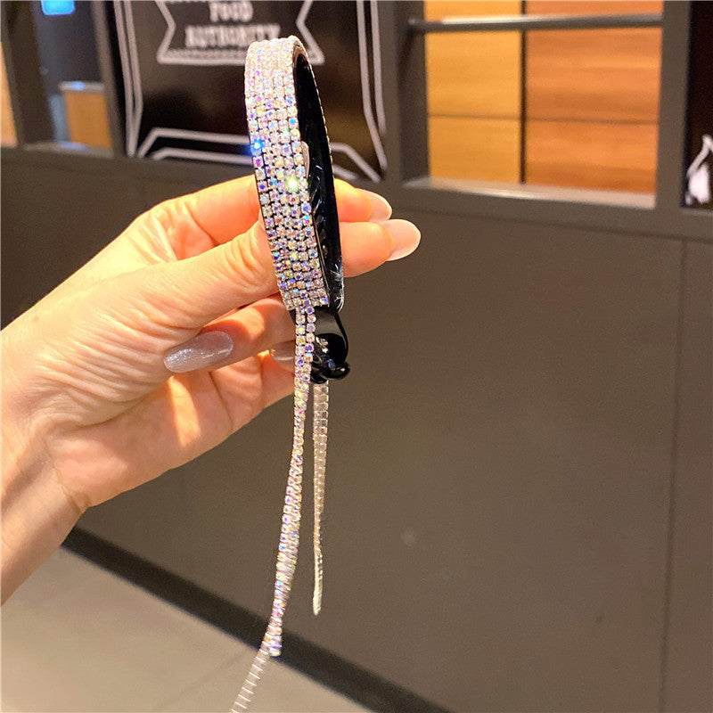 Wholesale Sparkling Diamond Tassel Ponytail Hair Tie Clip