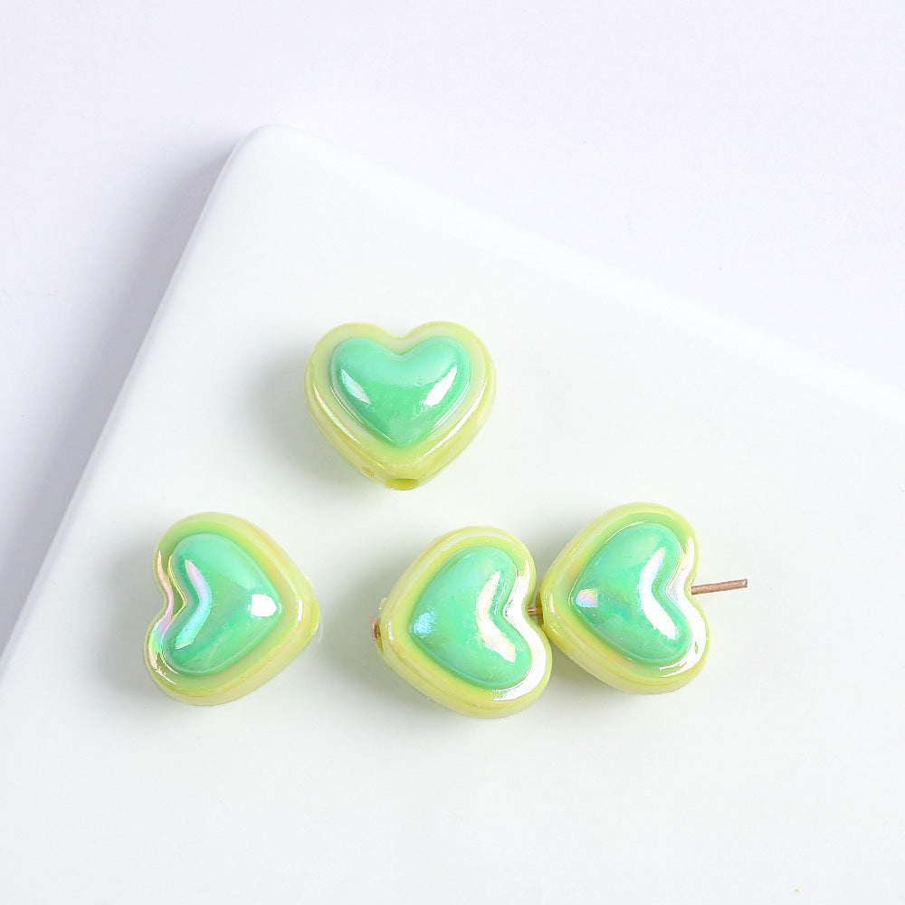 Wholesale 10pcs Macaron Color Acrylic Heart Five-Pointed Star Beads
