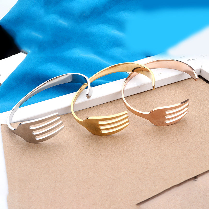 Wholesale Stainless Steel Fork C Type Opening Bracelet