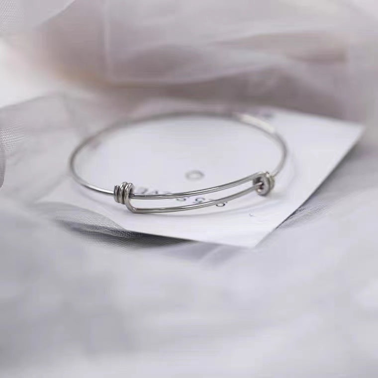 Wholesale Simple Titanium Steel Plated 18K Gold Round Adjustable Wire Bracelet