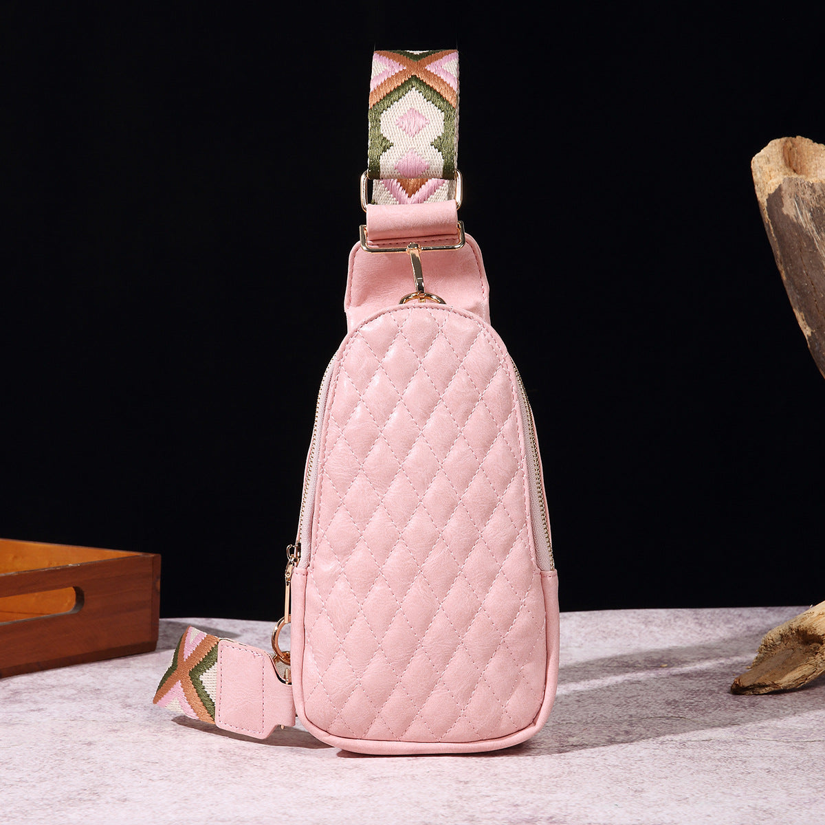 Wholesale Bohemian Retro Chest Bag Pure Embroidery PU Crossbody Bag