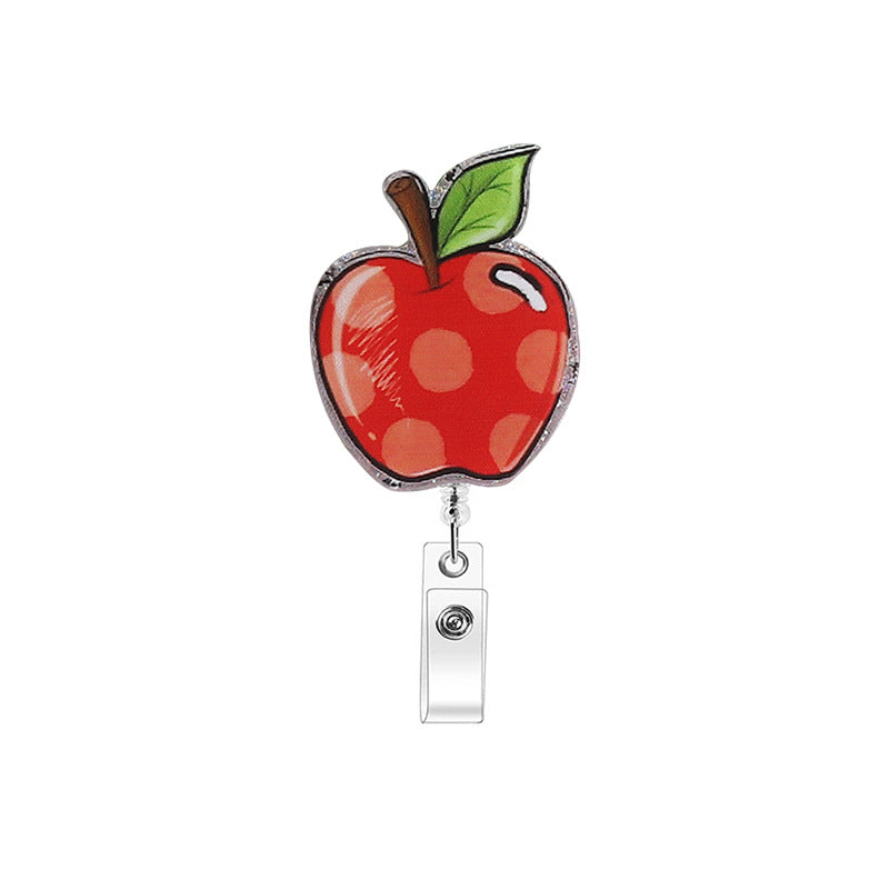 Wholesale Apple Acrylic Easy Pull ID Retractable Keychain