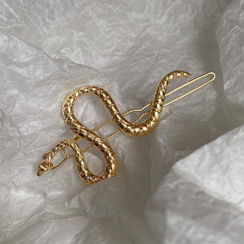 Wholesale personality snake-shaped cold retro frog clip alloy one-word bangs clip