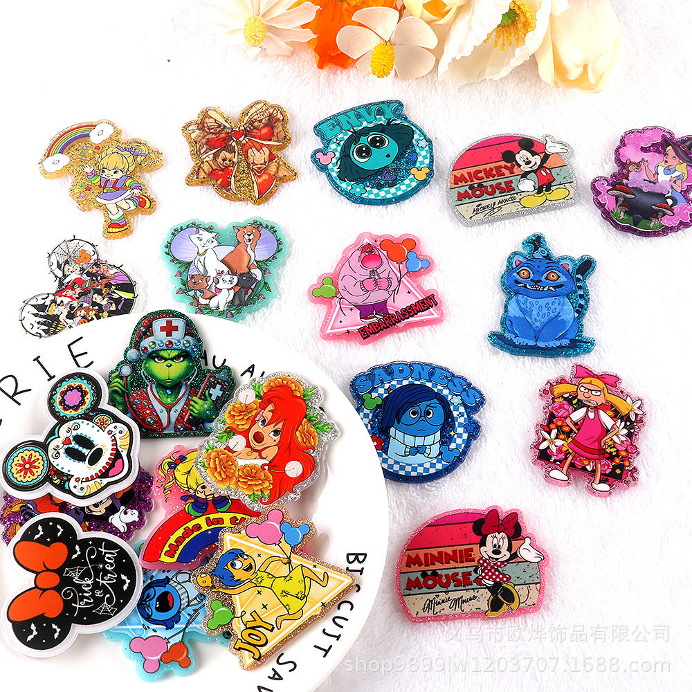 Wholesale 10pcs/pack Cartoon Character Cute Jewelry Pendant Acrylic Pin OLY Exclusive