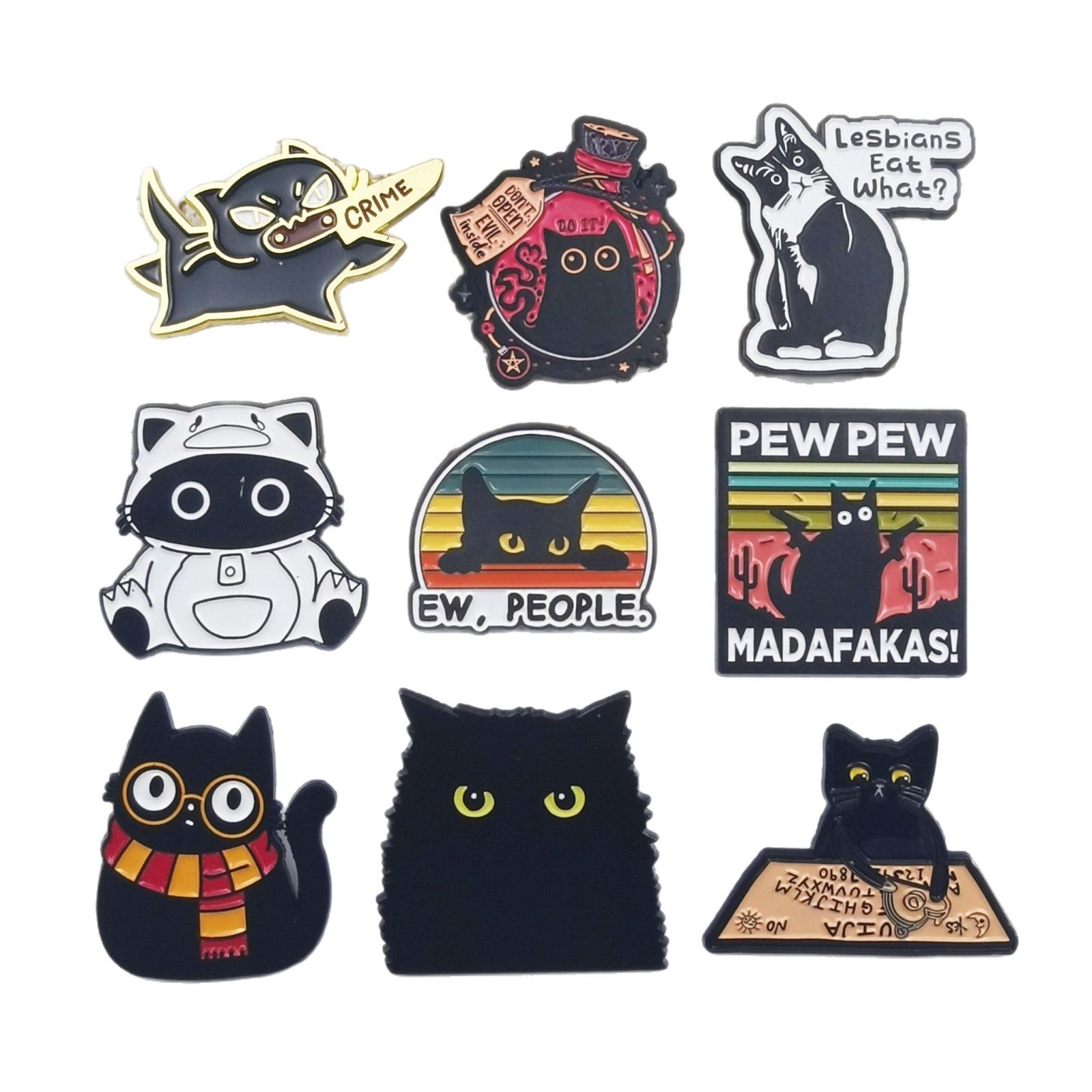 Wholesale Cute black cat cartoon English letter alloy badge brooch