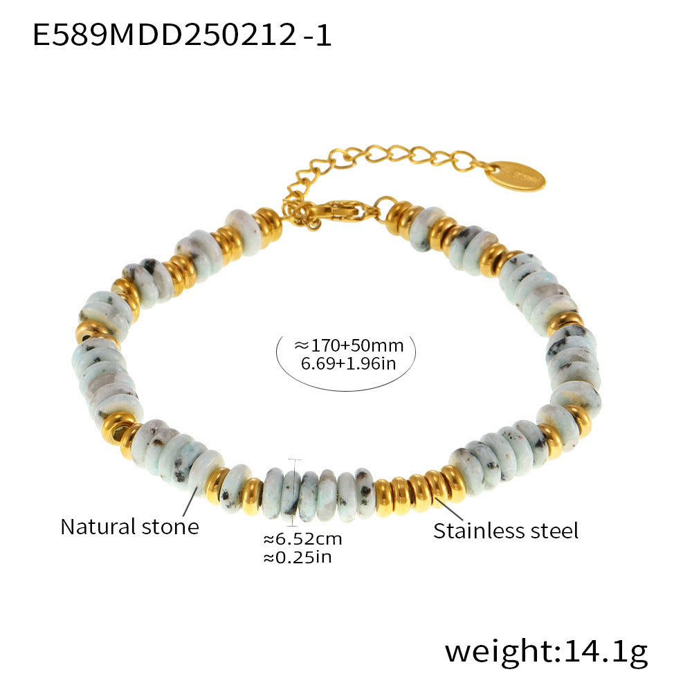 Wholesale Abacus Bead Titanium Steel Gold Plated Bracelet