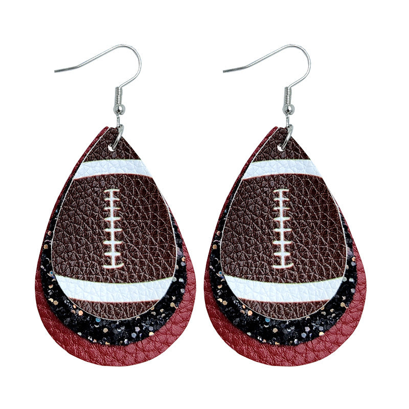 Wholesale Rugby Drop Shaped Leather Earrings