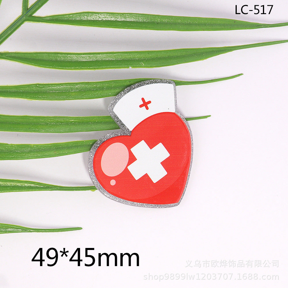 Wholesale 10pcs cartoon letter peach heart car Medical bag jewelry acrylic cute DIY patch accessories