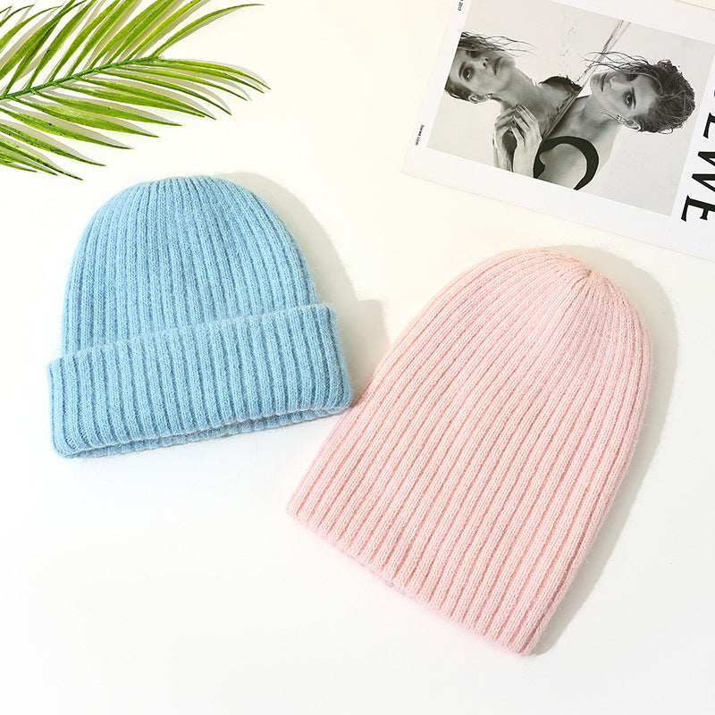 Wholesale Rabbit Fur Knitted Double Layer Thickened Beanie