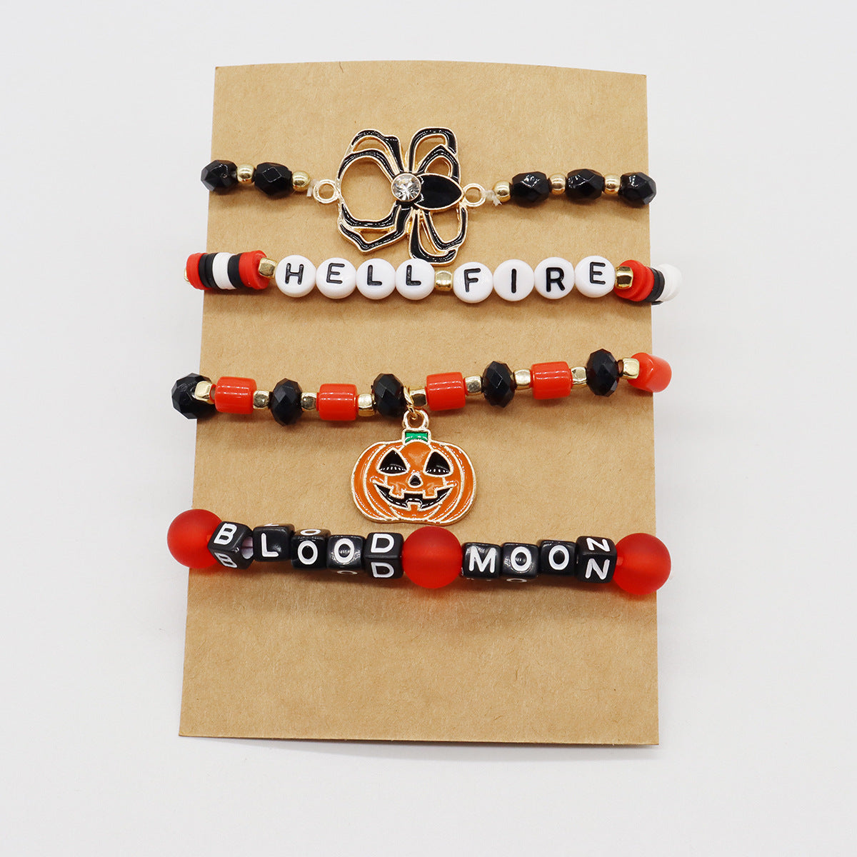 Wholesale Halloween Multi-layer Spider Pumpkin Ghost Skull Letter BOO Elastic Bracelet